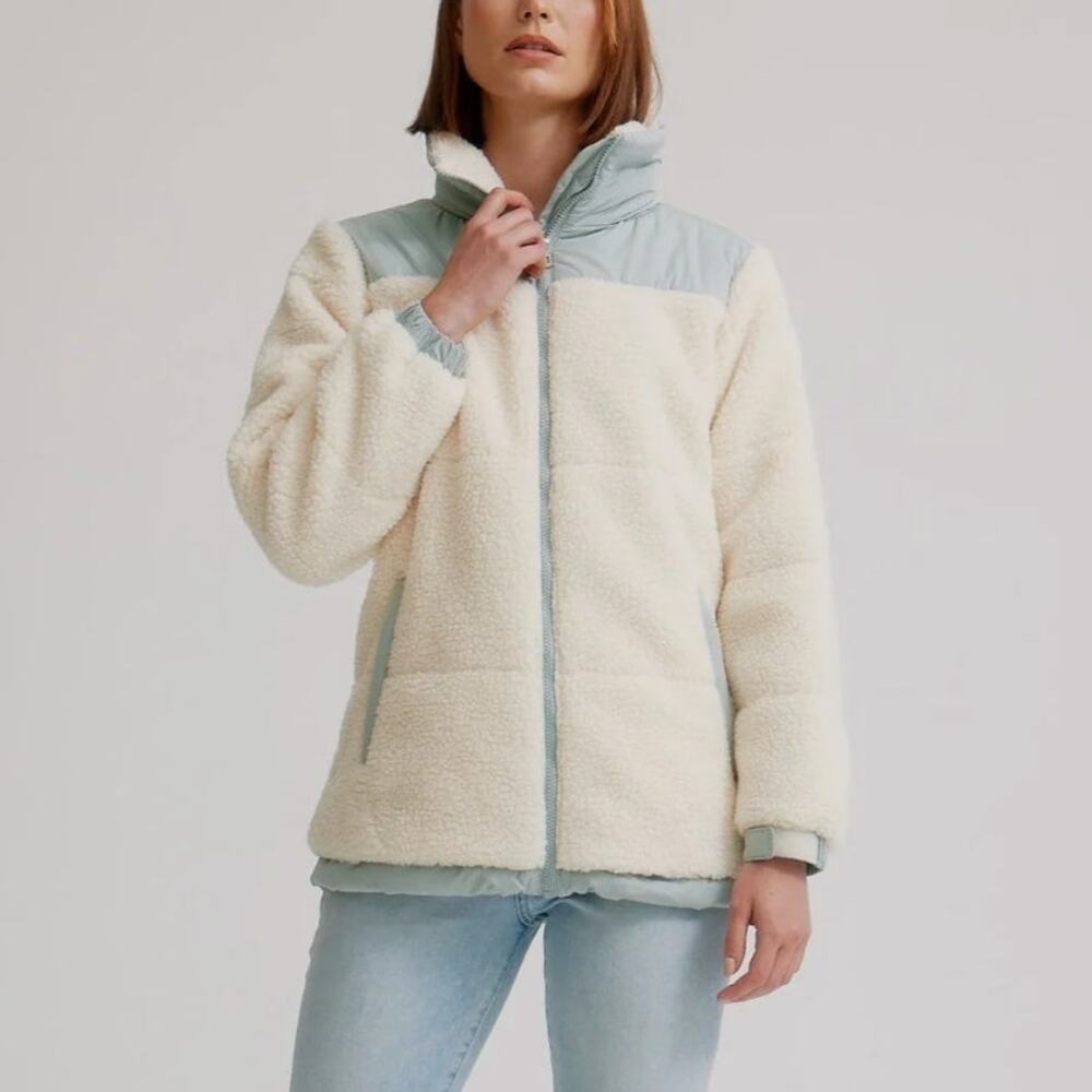 Arctic Expedition Sherpa Fleece Puffer Cream Sage Small Gorpcore
